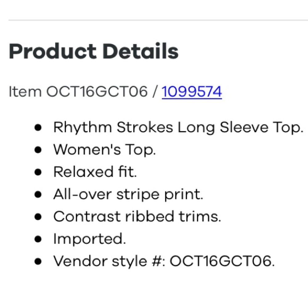 NWOT Rhythm Strokes Long Sleeve Top - Picture 6 of 6